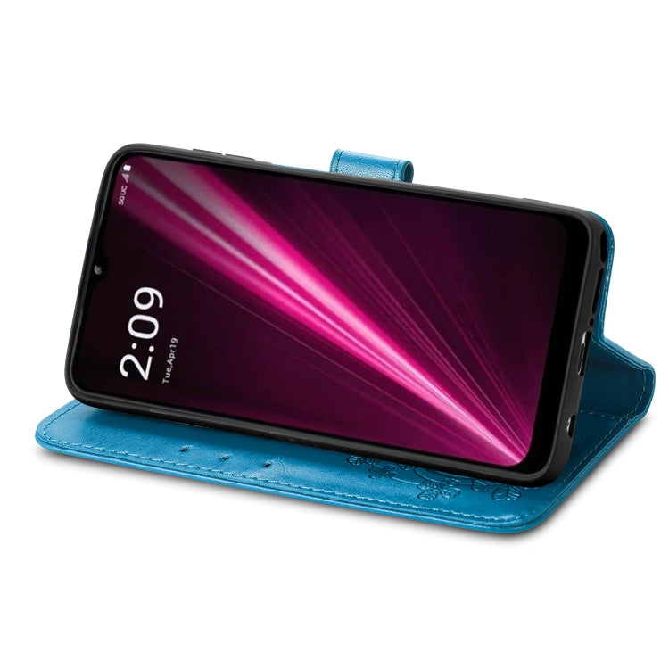 For T-Mobile Revvl 6 Pro 5G Four-leaf Clasp Embossed Buckle Leather Phone Case(Blue) - More Brand by PMC TechLife | Online Shopping South Africa | PMC TechLife
