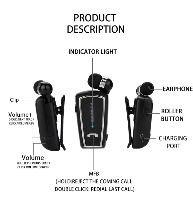 Fineblue F-V3 Bluetooth 4.1 Wireless Stereo Bluetooth In-Ear Earphone Mini Headset Black - free shipping - PMC TechLife - Order now!