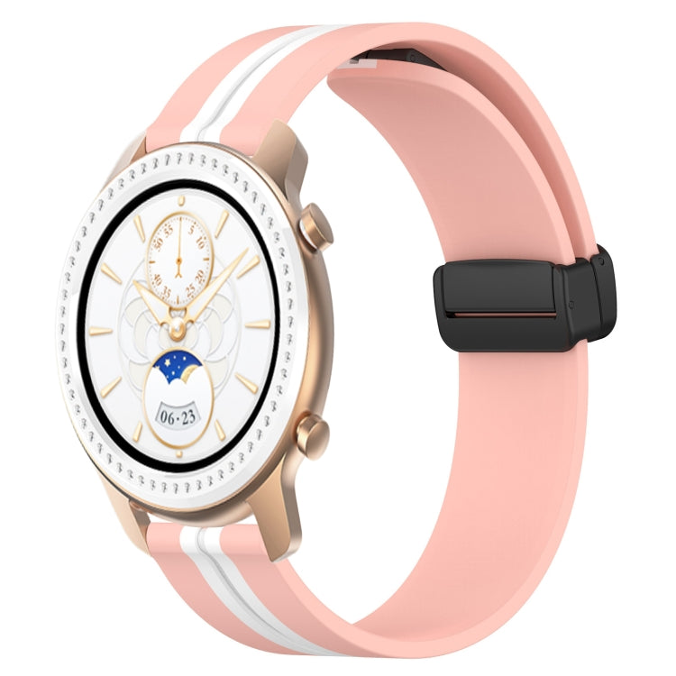 For Amazfit GTR 42mm 20mm Folding Magnetic Clasp Silicone Watch Band(Pink+White) - free shipping - PMC TechLife - Order now!