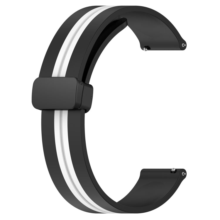 For Amazfit Pop 20mm Folding Magnetic Clasp Silicone Watch Band(Black+White) - free shipping - PMC TechLife - Order now!