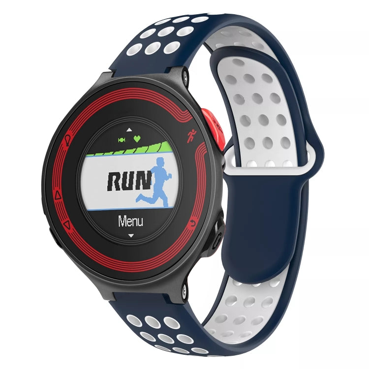 For Garmin Forerunner 220 Two-Color Punched Breathable Silicone Watch Band(Midnight Blue + White) - free shipping - PMC TechLife - Order now!