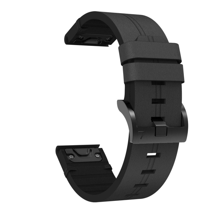 Compatible with Garmin Quatix 5 Sapphire 22mm Leather Steel Buckle Watch Band(Black) - Watch Bands by PMC Jewellery | Online Shopping South Africa | PMC Jewellery | Buy Now Pay Later Mobicred