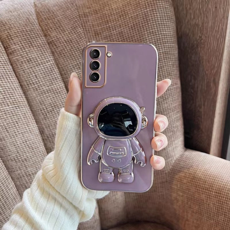 For Samsung Galaxy S21 5G Plating Astronaut Holder Phone Case(Purple) - free shipping - PMC TechLife - Order now!