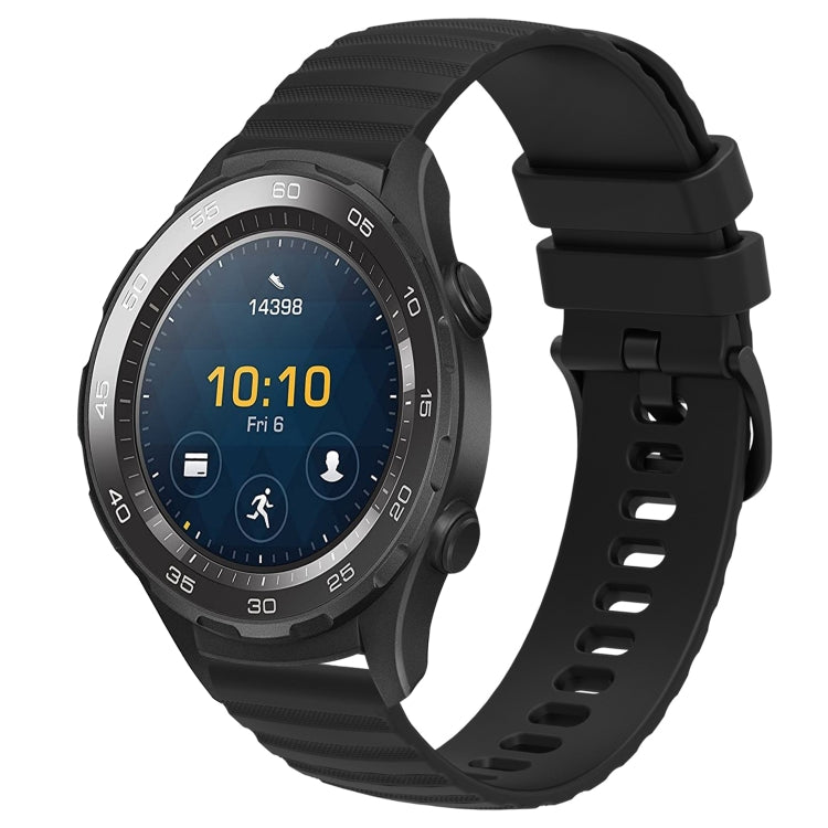 For Huawei Watch 2 20mm Wavy Dot Pattern Solid Color Silicone Watch Band(Black) - free shipping - PMC TechLife - Order now!