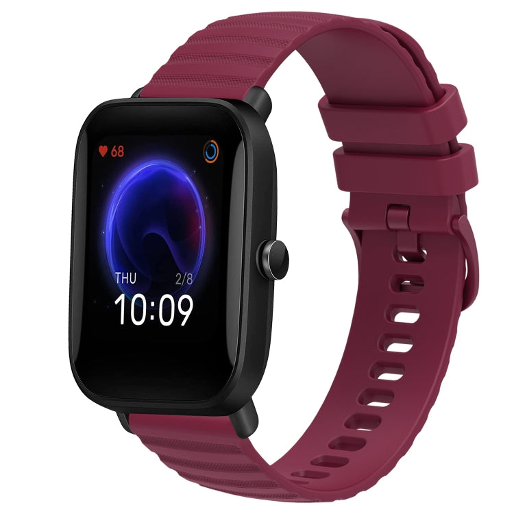 For Amazfit Pop Pro 20mm Wavy Dot Pattern Solid Color Silicone Watch Band(Wine Red) - free shipping - PMC TechLife - Order now!