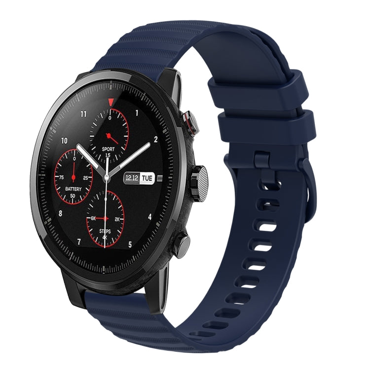 For Amazft 2 Stratos 22mm Wavy Dot Pattern Solid Color Silicone Watch Band(Navy Blue) - free shipping - PMC TechLife - Order now!