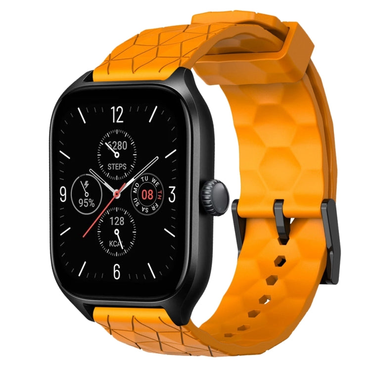 For Amazfit GTS 4 20mm Football Pattern Solid Color Silicone Watch Band(Yellow) - free shipping - PMC TechLife - Order now!