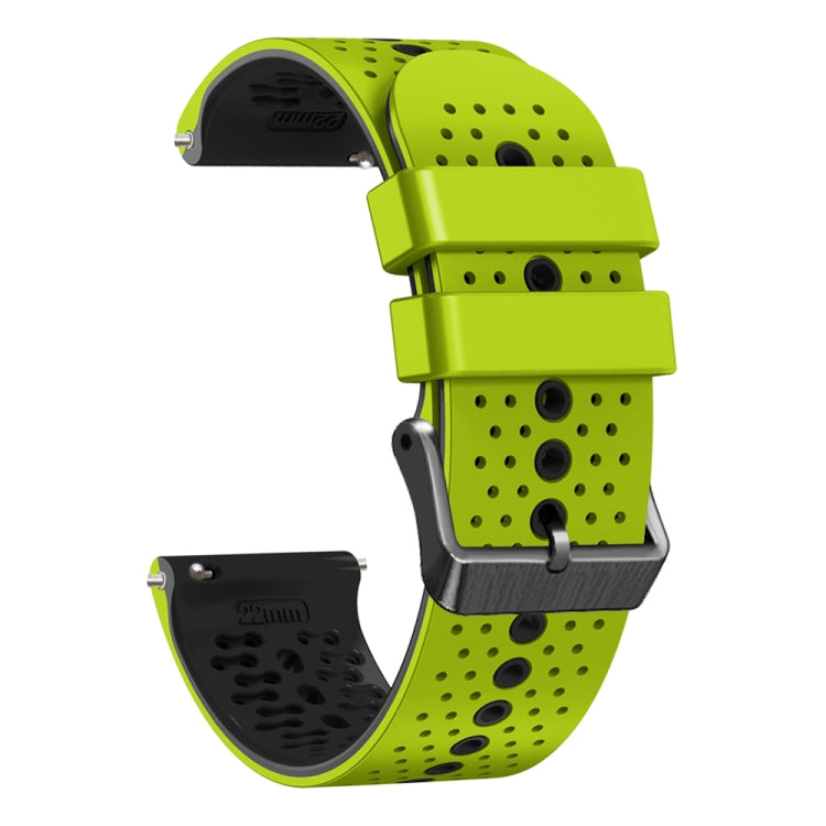 For Huawei Watch GT Runner 22mm Perforated Two-Color Silicone Watch Band(Lime+Black) - free shipping - PMC TechLife - Order now!