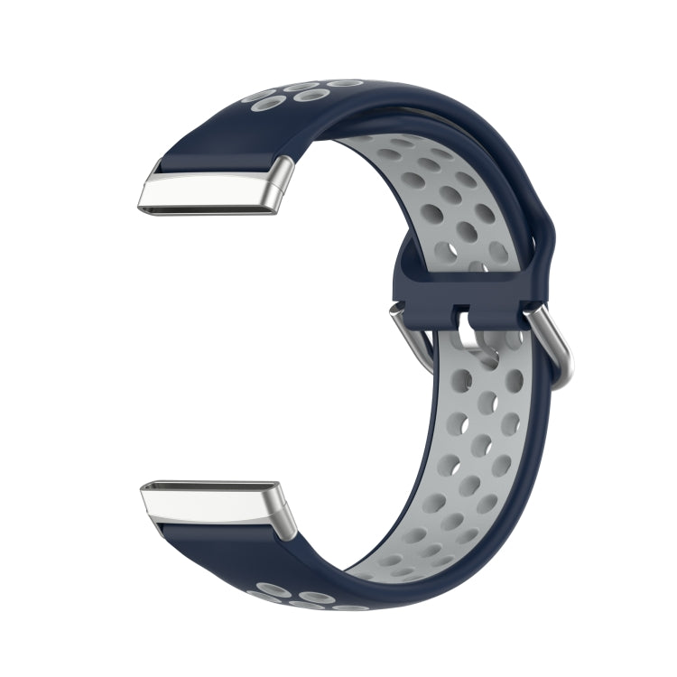 For Fitbit Versa 3 Two-Color Perforated Breathable Silicone Watch Band(Dark Blue+Grey) - free shipping - PMC TechLife - Order now!