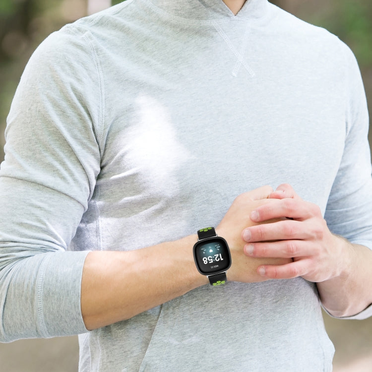 For Fitbit Versa 3 Two-Color Perforated Breathable Silicone Watch Band(Purple+Lime) - free shipping - PMC TechLife - Order now!