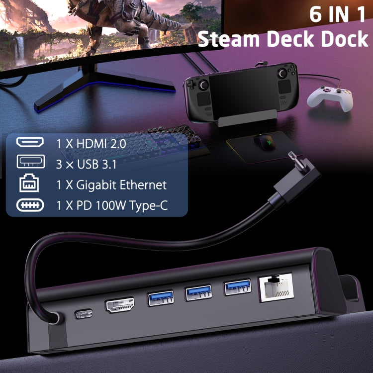 For Steam Deck Expansion Dock Charging Dock Charging Dock HDMI Gigabit Network Port Converter - Accessories by PMC Jewellery | Online Shopping South Africa | PMC Jewellery