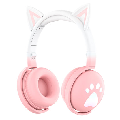 KE28 RGB Cute Cat Ears Bluetooth Wireless Music Headset with Detachable Mic(Pink) - Headset & Headphone by PMC Jewellery | Online Shopping South Africa | PMC Jewellery