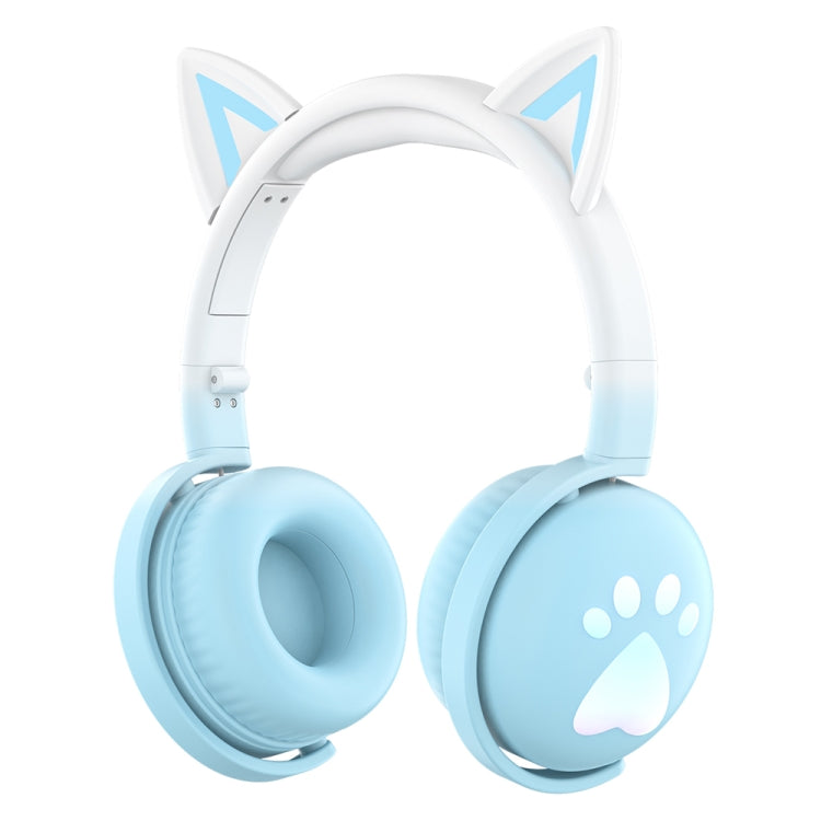 KE28 RGB Cute Cat Ears Bluetooth Wireless Music Headset with Detachable Mic(Blue) - Headset & Headphone by PMC TechLife | Online Shopping South Africa | PMC TechLife