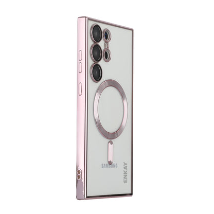 For Samsung Galaxy S22 Ultra 5G ENKAY Electroplated MagSafe Shockproof TPU Phone Case with Lens Film(Pink) - Galaxy S22 Ultra 5G Cases by ENKAY | Online Shopping South Africa | PMC Jewellery