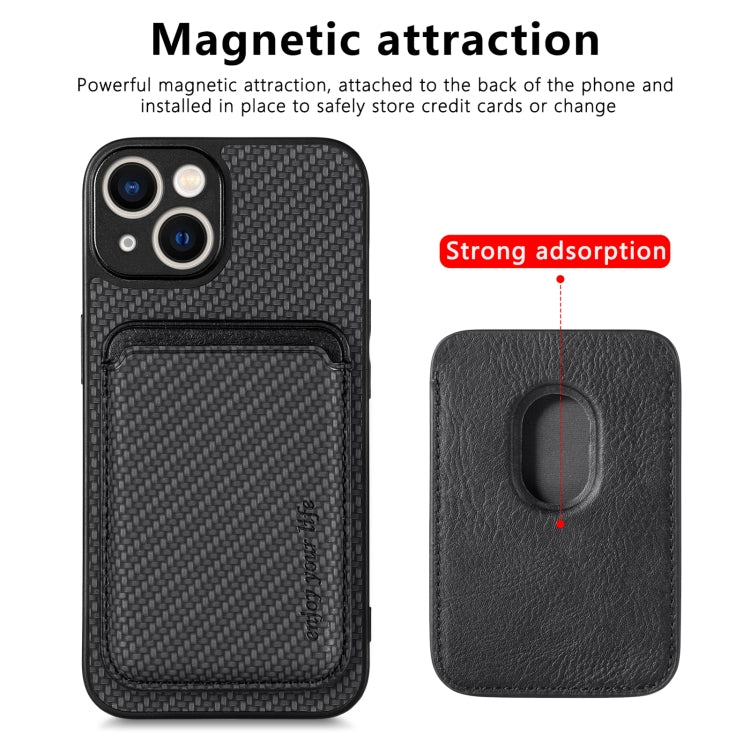 For iPhone 14 Plus Carbon Fiber Leather Card Magsafe Magnetic Phone Case(Black) - free shipping - PMC TechLife - Order now!