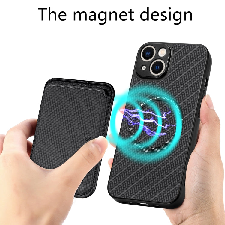 For iPhone 14 Plus Carbon Fiber Leather Card Magsafe Magnetic Phone Case(Black) - free shipping - PMC TechLife - Order now!
