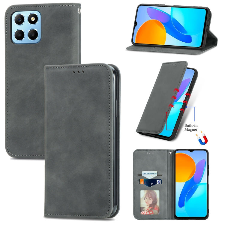 For Honor X6 Retro Skin Feel Magnetic Flip Leather Phone Case(Gray) - free shipping - PMC TechLife - Order now!