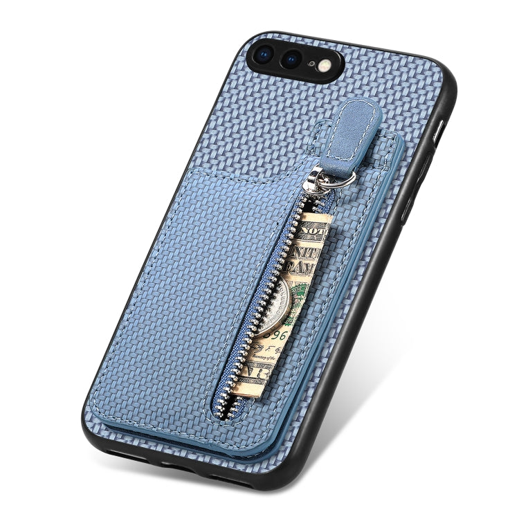 For iPhone SE 2022 / 2020 / 7 / 8 Carbon Fiber Vertical Flip Zipper Phone Case(Blue) - free shipping - PMC TechLife - Order now!