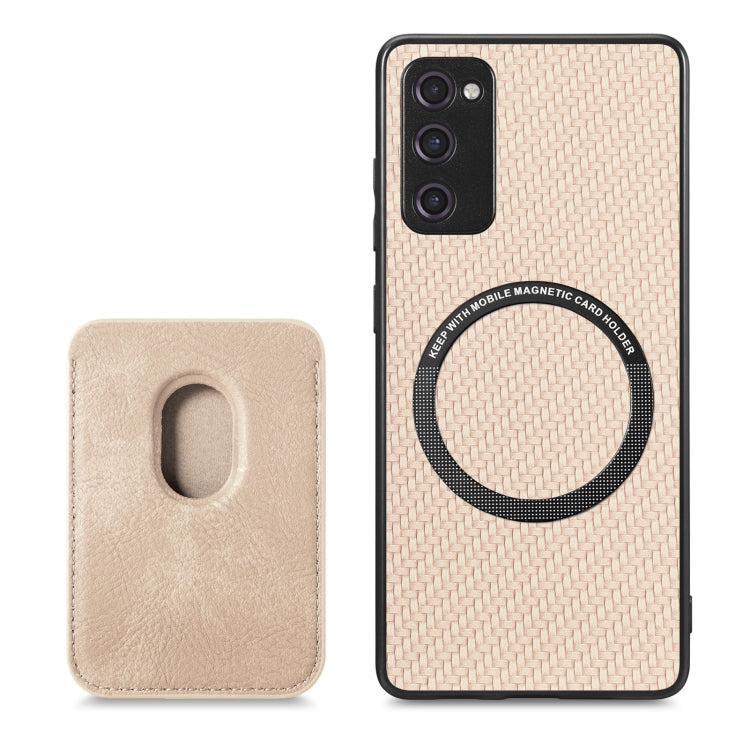 For Samsung Galaxy S20 FE Carbon Fiber Leather Card Magsafe Magnetic Phone Case(Khaki) - free shipping - PMC TechLife - Order now!