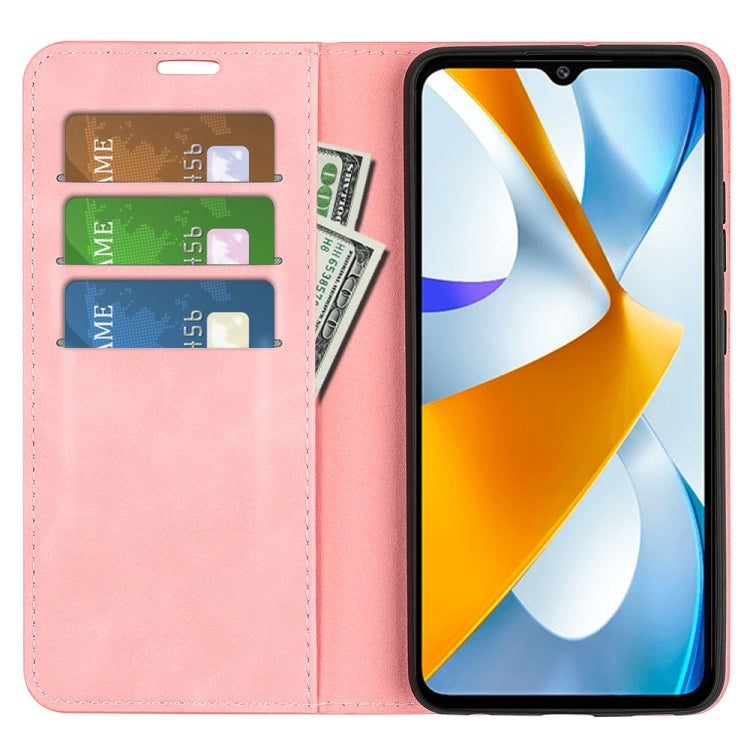 For Xiaomi Poco C40 Retro-skin Magnetic Suction Leather Phone Case(Pink) - free shipping - PMC TechLife - Order now!