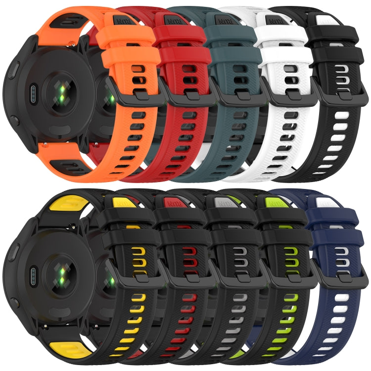 For Garmin Forerunner 255S 18mm Sports Two-Color Silicone Watch Band(Black+Yellow) - Smart Wear by PMC Jewellery | Online Shopping South Africa | PMC Jewellery