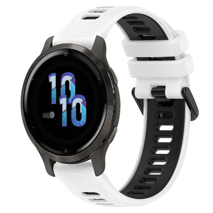 For Garmin Venu 2S 18mm Sports Two-Color Silicone Watch Band(White+Black) - Smart Wear by PMC Jewellery | Online Shopping South Africa | PMC Jewellery