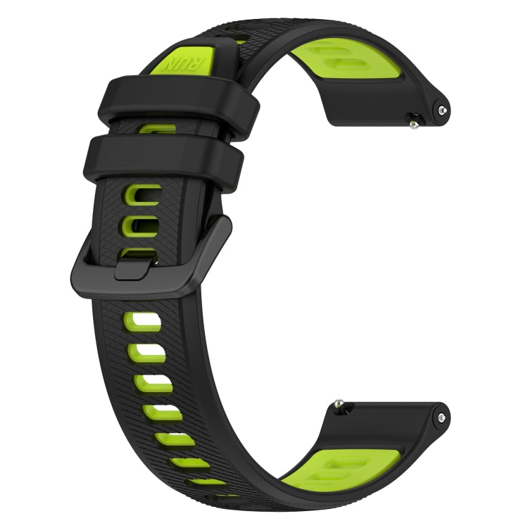 For Garmin Venu 2S 18mm Sports Two-Color Silicone Watch Band(Black+Green) - Smart Wear by PMC Jewellery | Online Shopping South Africa | PMC Jewellery