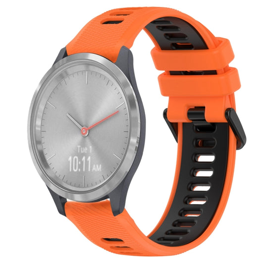 For Garmin Vivomove 3S 18mm Sports Two-Color Silicone Watch Band(Orange+Black) - Smart Wear by PMC Jewellery | Online Shopping South Africa | PMC Jewellery