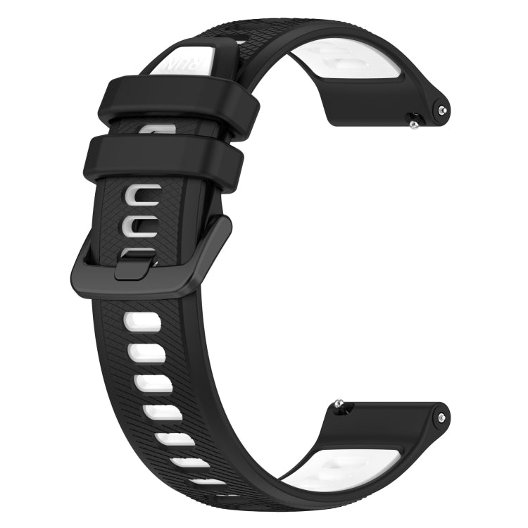 For Garmin Vivoactive 4S 18mm Sports Two-Color Silicone Watch Band(Black+White) - Smart Wear by PMC Jewellery | Online Shopping South Africa | PMC Jewellery