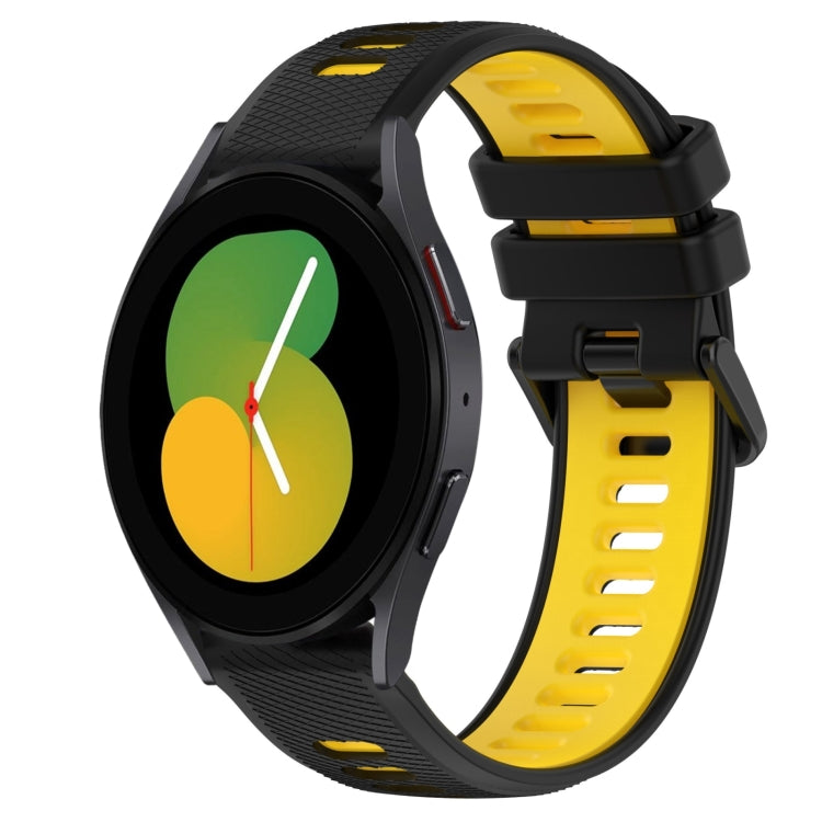 For Samsung Galaxy Watch5 44mm 20mm Sports Two-Color Silicone Watch Band(Black+Yellow) - Smart Wear by PMC Jewellery | Online Shopping South Africa | PMC Jewellery