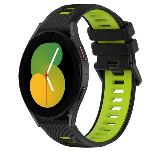 For Samsung Galaxy Watch5 44mm 20mm Sports Two-Color Silicone Watch Band(Black+Green) - Smart Wear by PMC Jewellery | Online Shopping South Africa | PMC Jewellery