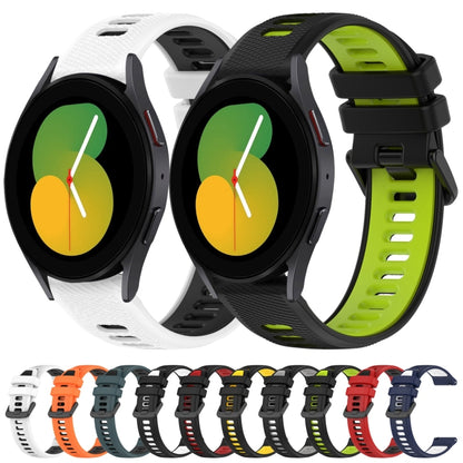 For Samsung Galaxy Watch5 44mm 20mm Sports Two-Color Silicone Watch Band(Olive Green+Black) - Smart Wear by PMC Jewellery | Online Shopping South Africa | PMC Jewellery