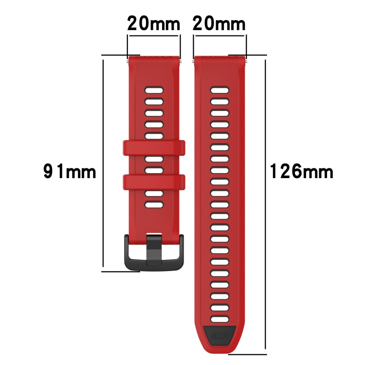 For Samsung Galaxy Watch5 44mm 20mm Sports Two-Color Silicone Watch Band(Red+Black) - Smart Wear by PMC Jewellery | Online Shopping South Africa | PMC Jewellery