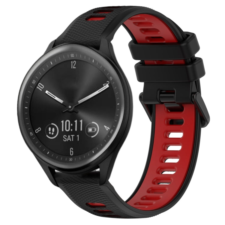 For Garmin Vivomove Sport 20mm Sports Two-Color Silicone Watch Band(Black+Red) - Smart Wear by PMC Jewellery | Online Shopping South Africa | PMC Jewellery