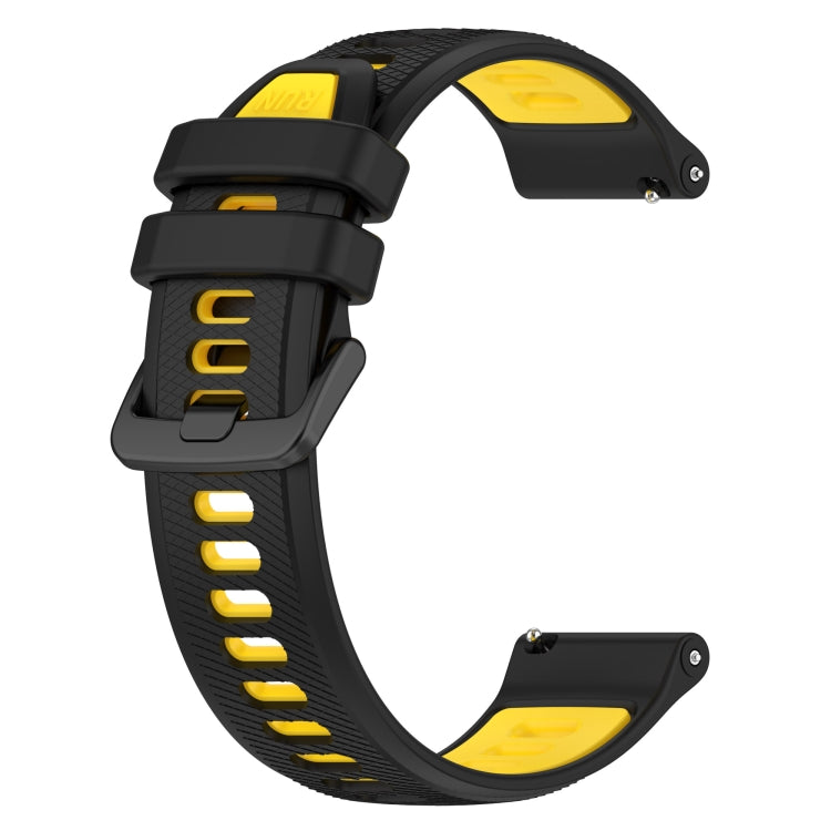 For Garmin Venu 20mm Sports Two-Color Silicone Watch Band(Black+Yellow) - Watch Bands by PMC Jewellery | Online Shopping South Africa | PMC Jewellery