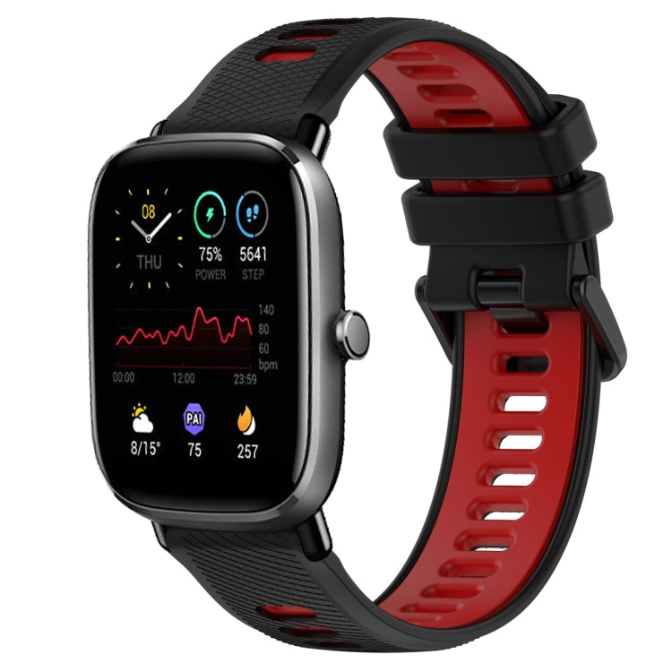 For Amazfit GTS 4 Mini 20mm Sports Two-Color Silicone Watch Band(Black+Red) - Smart Wear by PMC Jewellery | Online Shopping South Africa | PMC Jewellery