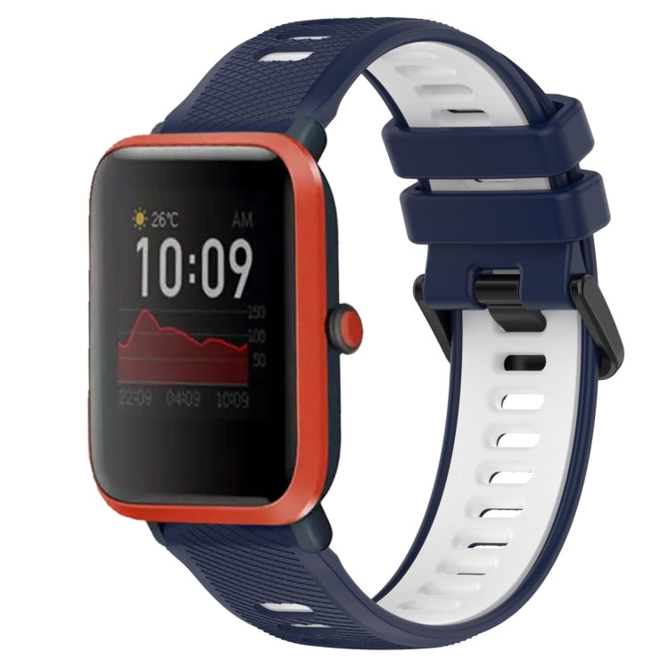 For Amazfit Bip 1S 20mm Sports Two-Color Silicone Watch Band(Midnight Blue+White) -  by PMC Jewellery | Online Shopping South Africa | PMC Jewellery