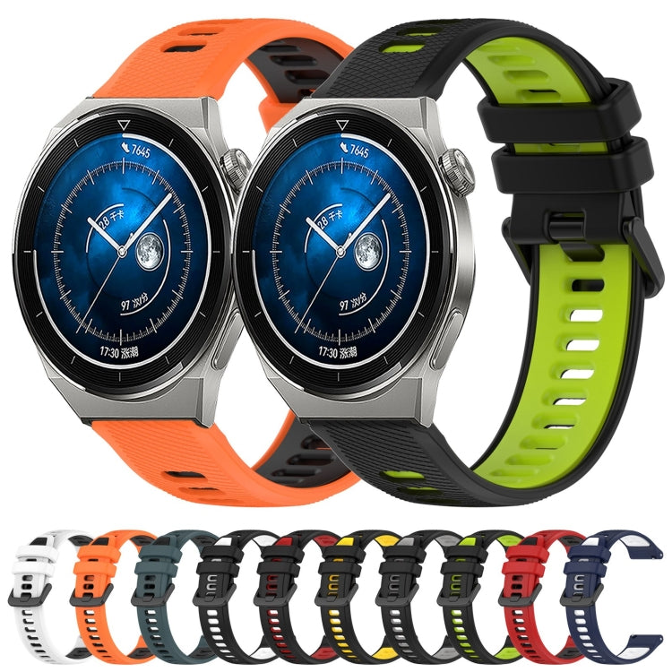 For Huawei Watch 2 20mm Sports Two-Color Silicone Watch Band(Black+Yellow) - Smart Wear by PMC Jewellery | Online Shopping South Africa | PMC Jewellery