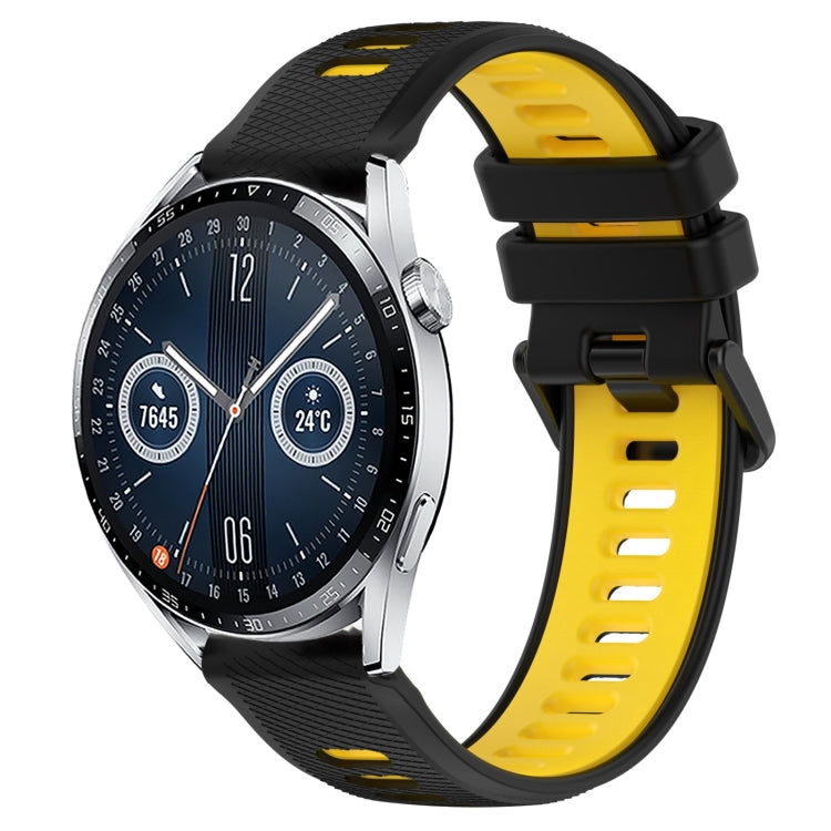 For Huawei Watch GT3 42mm 20mm Sports Two-Color Silicone Watch Band(Black+Yellow) - Smart Wear by PMC Jewellery | Online Shopping South Africa | PMC Jewellery