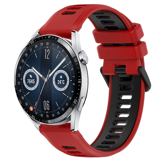 For Huawei Watch GT3 42mm 20mm Sports Two-Color Silicone Watch Band(Red+Black) - Smart Wear by PMC Jewellery | Online Shopping South Africa | PMC Jewellery