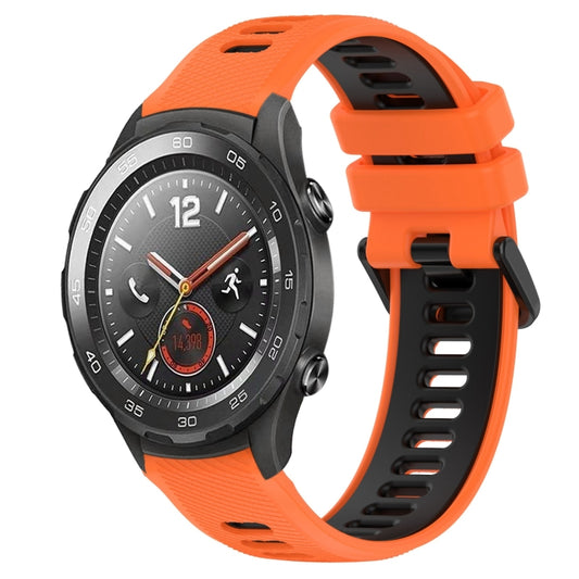 For Huawei Watch 2 20mm Sports Two-Color Silicone Watch Band(Orange+Black) - Smart Wear by PMC Jewellery | Online Shopping South Africa | PMC Jewellery