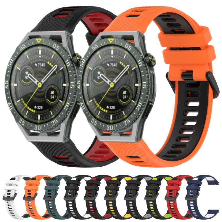 For Honor Watch GS Pro 22mm Sports Two-Color Silicone Watch Band(Black+White) - Smart Wear by PMC Jewellery | Online Shopping South Africa | PMC Jewellery