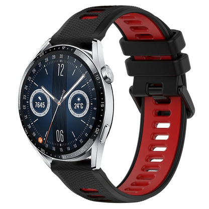 For Huawei Watch GT3 46mm 22mm Sports Two-Color Silicone Watch Band(Black+Red) - Smart Wear by PMC Jewellery | Online Shopping South Africa | PMC Jewellery