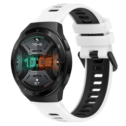 For Huawei Watch GT 2E 22mm Sports Two-Color Silicone Watch Band(White+Black) - Smart Wear by PMC Jewellery | Online Shopping South Africa | PMC Jewellery