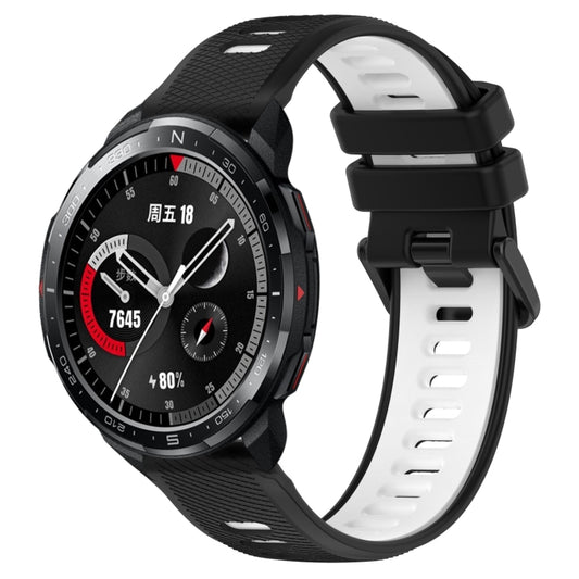 For Honor Watch GS Pro 22mm Sports Two-Color Silicone Watch Band(Black+White) - Smart Wear by PMC Jewellery | Online Shopping South Africa | PMC Jewellery