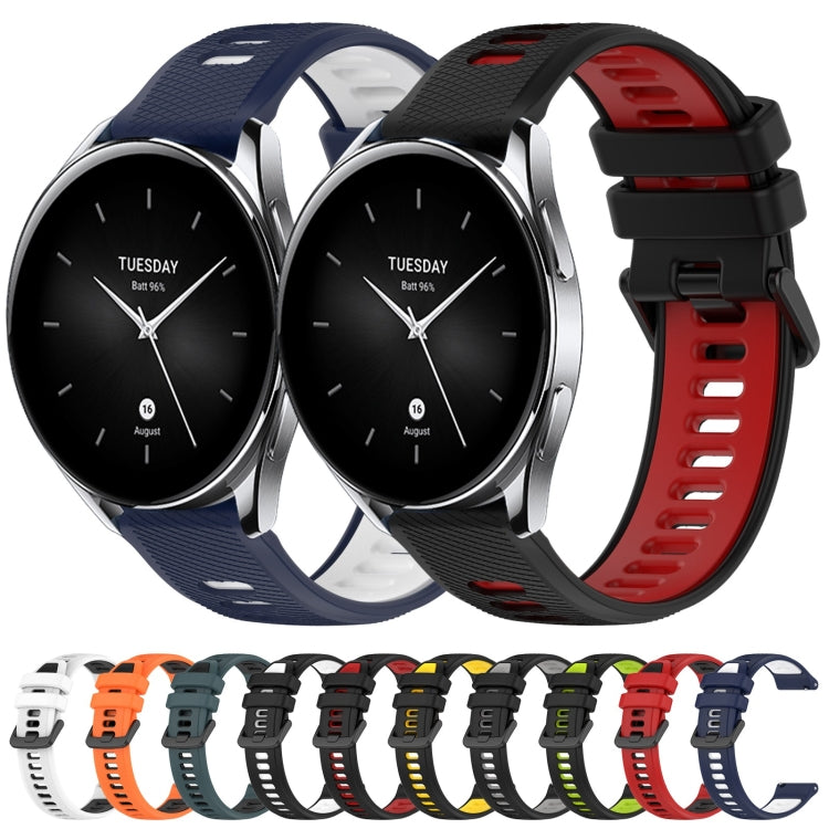 For Xiaomi Watch S1 Active 22mm Sports Two-Color Silicone Watch Band(Black+Red) - Smart Wear by PMC Jewellery | Online Shopping South Africa | PMC Jewellery