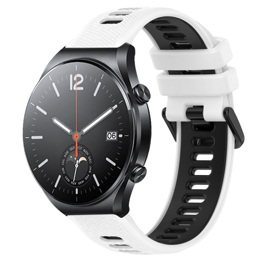 For Xiaomi MI Watch S1 22mm Sports Two-Color Silicone Watch Band(White+Black) - Smart Wear by PMC Jewellery | Online Shopping South Africa | PMC Jewellery