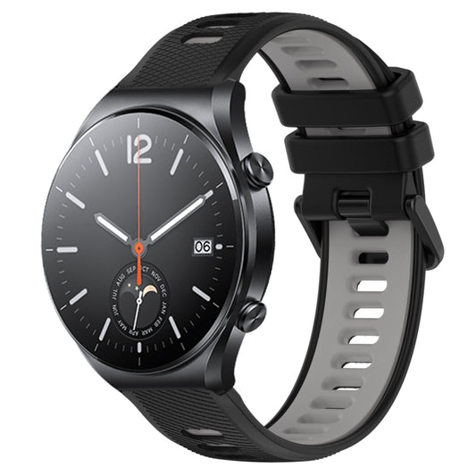 For Xiaomi MI Watch S1 22mm Sports Two-Color Silicone Watch Band(Black+Grey) - Smart Wear by PMC Jewellery | Online Shopping South Africa | PMC Jewellery