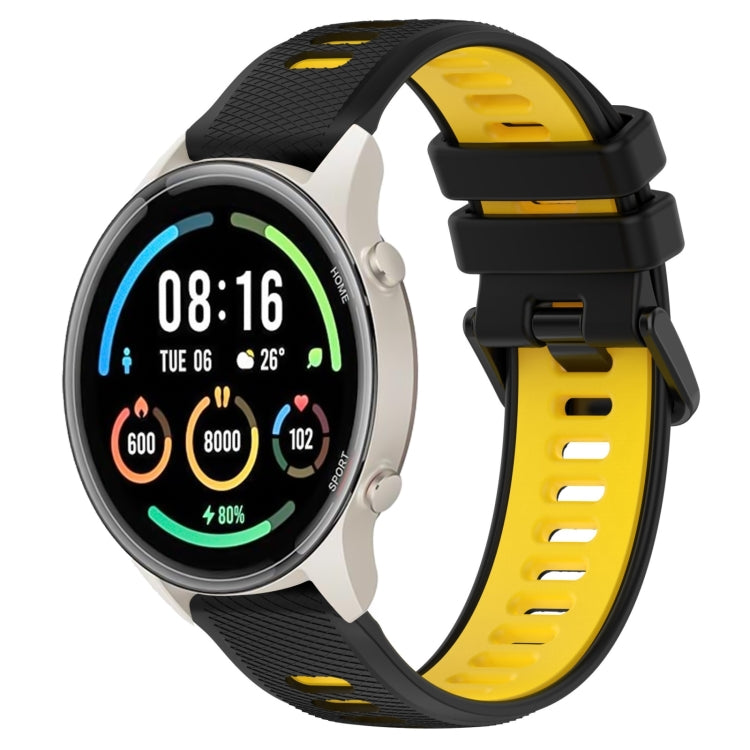 For Xiaomi MI Watch Sport 22mm Sports Two-Color Silicone Watch Band(Black+Yellow) - Smart Wear by PMC Jewellery | Online Shopping South Africa | PMC Jewellery