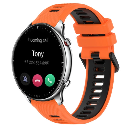 For Amazfit GTR 2 22MM Sports Two-Color Silicone Watch Band(Orange+Black) - Smart Wear by PMC Jewellery | Online Shopping South Africa | PMC Jewellery